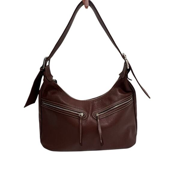 Longchamp Pebbled Genuine Leather Shoulder Bag Crossbody Brown 15X 10 Medium - Picture 1 of 12